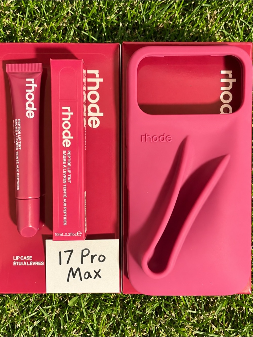 RHODE raspberry Silicone iPhone 17 Pro Max Case with Lip Tint Slot